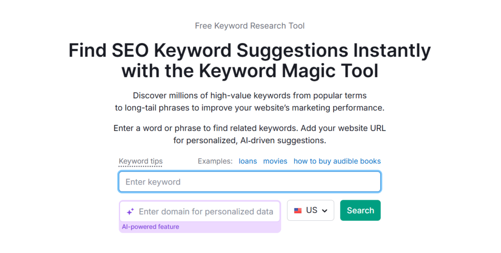 Semrush Keyword Magic Tool